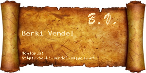 Berki Vendel névjegykártya